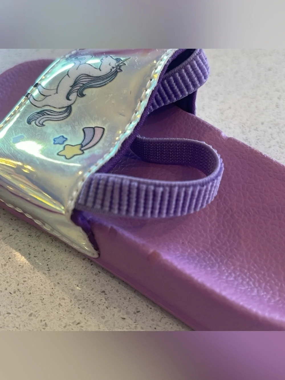 Girls' Purple Unicorn Slide Sandals